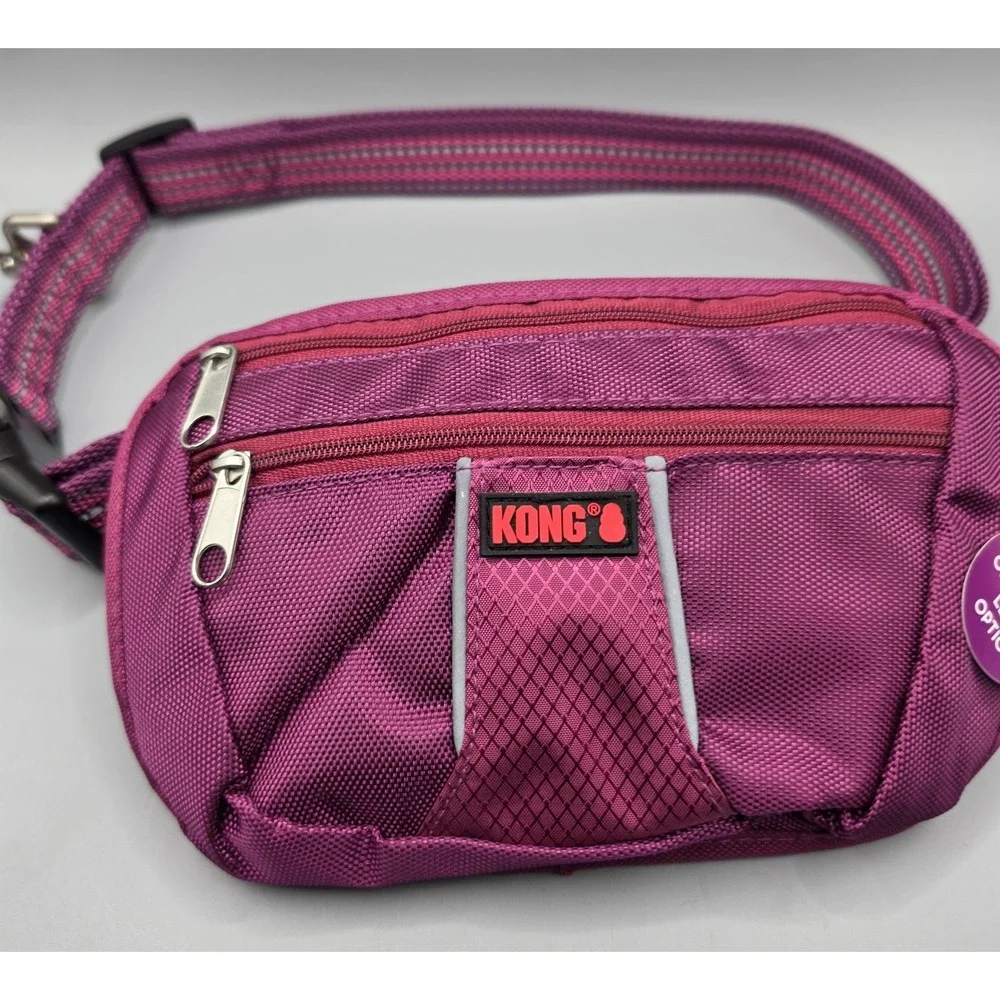 TITLEKONG Hands Free Dog Walking Waist Pack Leash Bag Pink Adjustable Belt